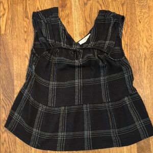 LOFT Black and White Plaid Blouse